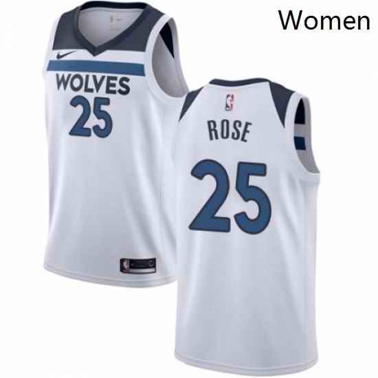 Womens Nike Minnesota Timberwolves 25 Derrick Rose Authentic White NBA Jersey Association Edition